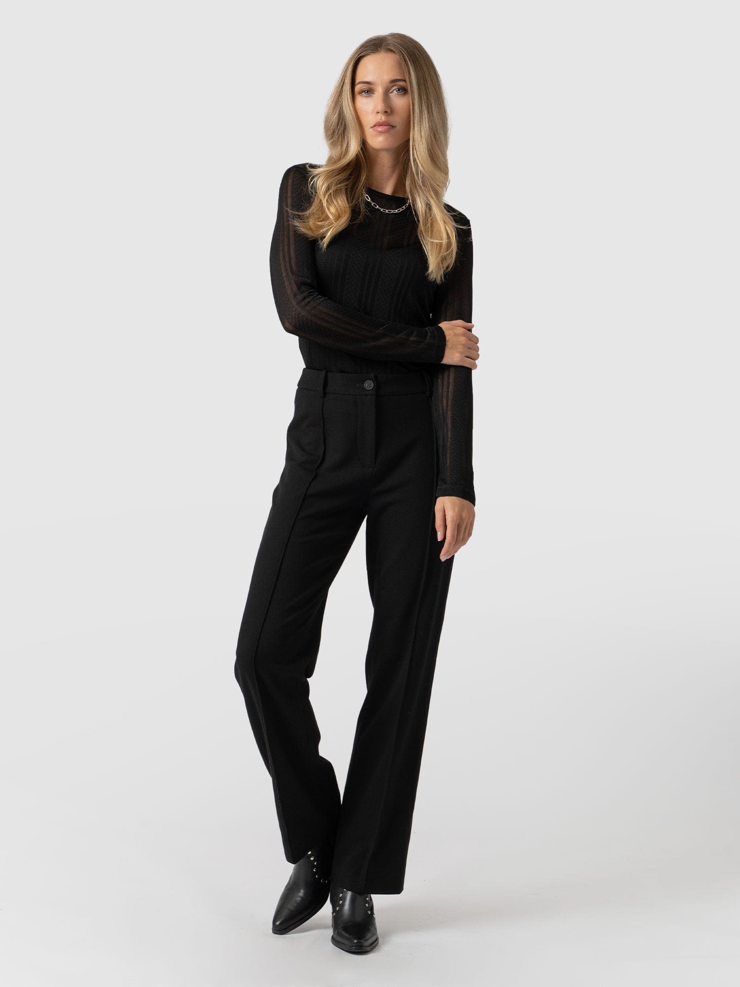 Regent Straight Leg Pant Black - Women's Trousers | Saint + Sofia® USA